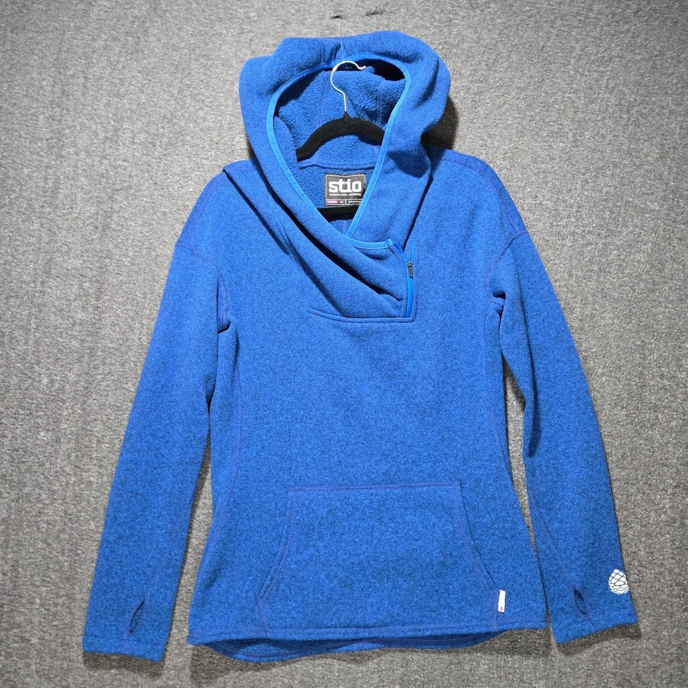 Stio Women's Long Sweetwater Fleece Hoodie Sweater Pullover Blue M